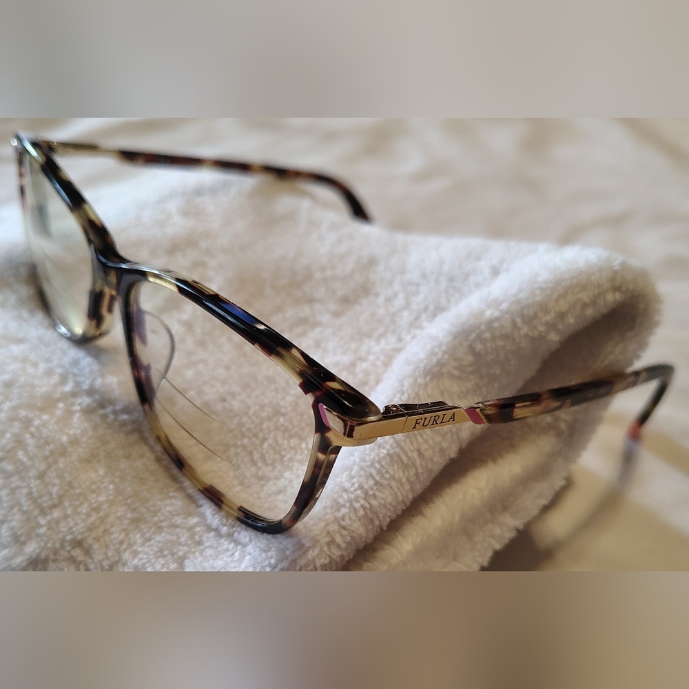 Furla Tortoise Shell Gold Accents VFU434K COL.0909 135 Women's Eyeglass Frames